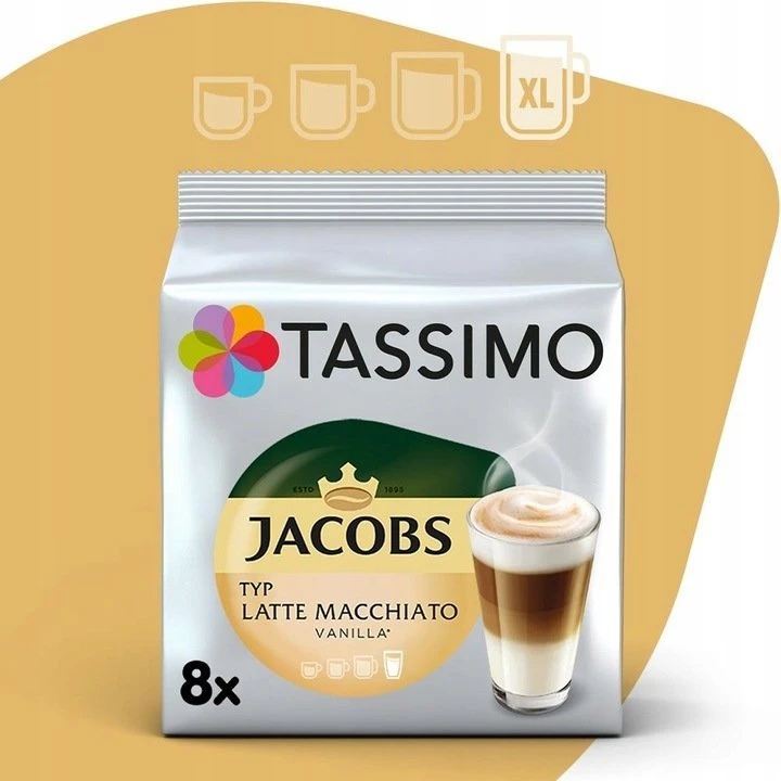 Staples Kabės Tassimo Jacobs Latte Macchiato Vanilla XL Kapsulės 8 vnt.