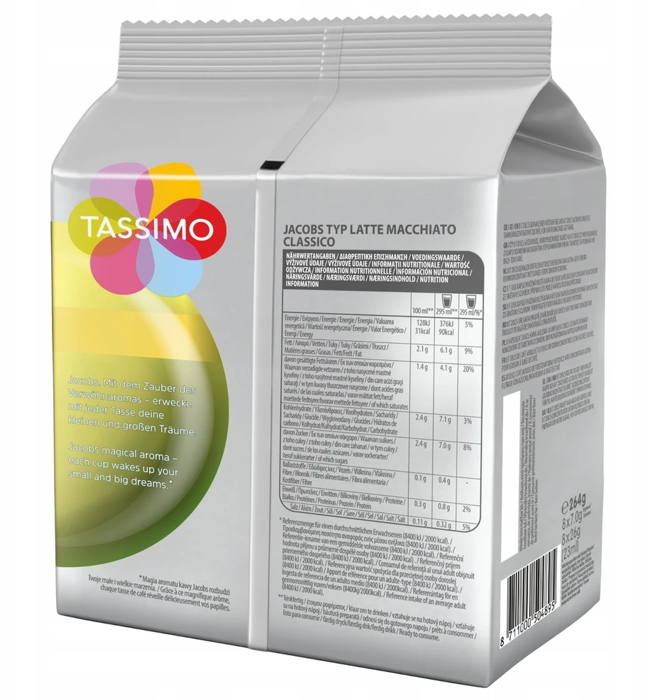 Staples Kabės Tassimo Jacobs Latte Macchiato Vanilla XL Kapsulės 8 vnt.