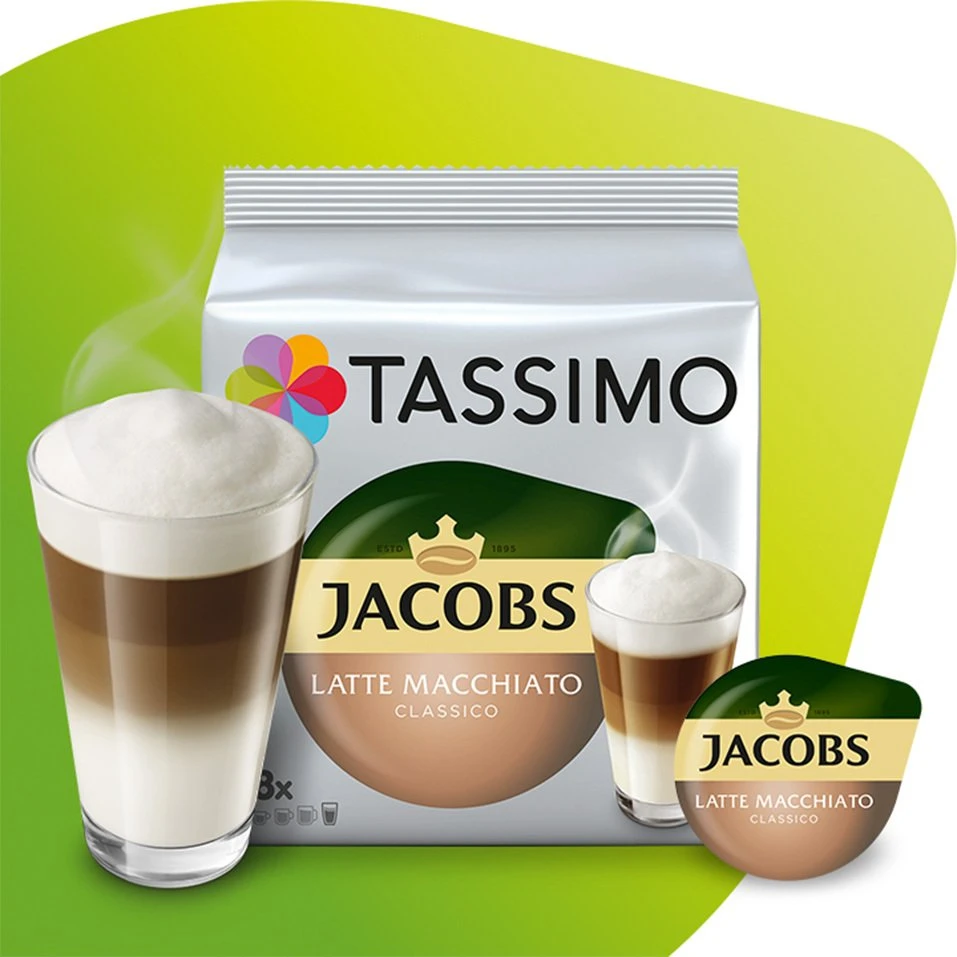 Staples Kabės Tassimo Jacobs Latte Macchiato Vanilla XL Kapsulės 8 vnt.