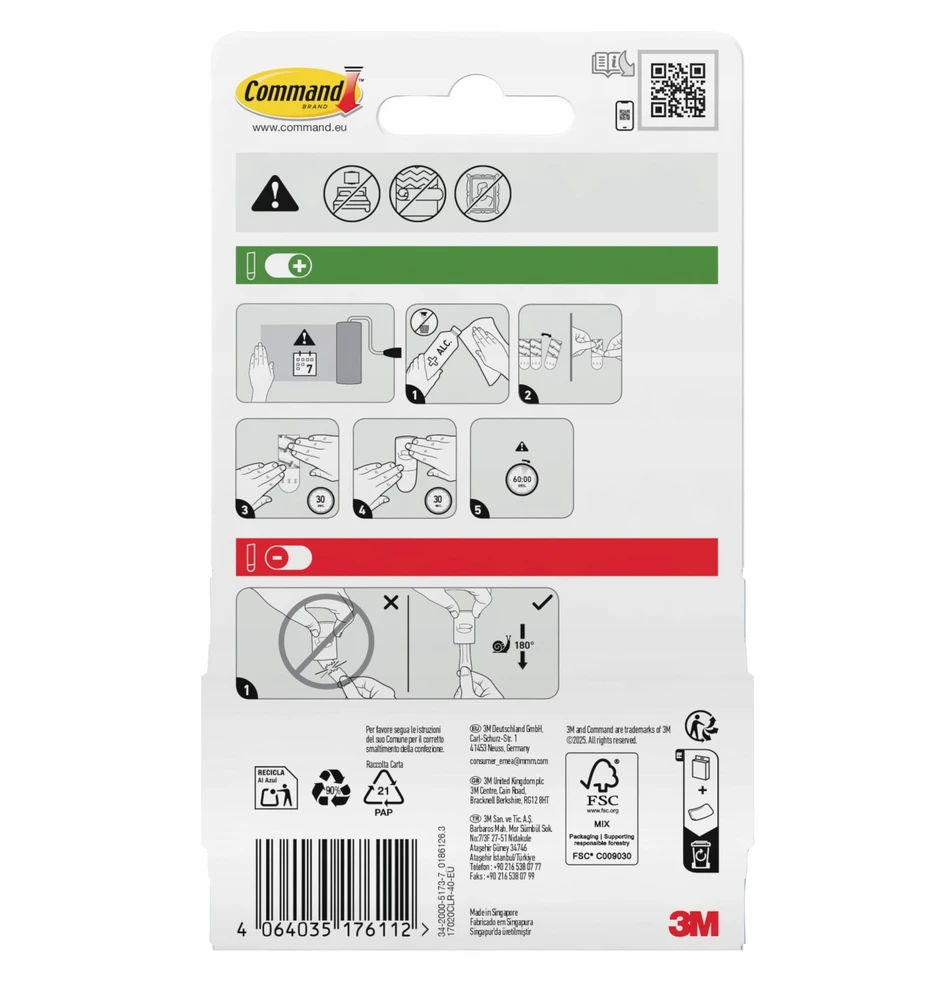 Staples Savaiminio sukibimo juostelės COMMAND™ (17020), keičiamos, mini, 40 vnt., permatomos