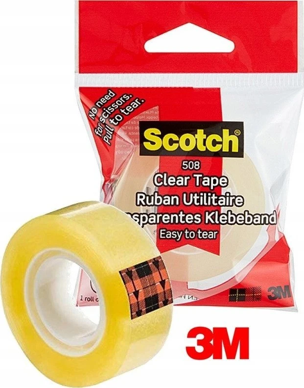 Lipni juosta „Staples Scotch 508“, 19 mm x 33 m, skaidri, Geltona