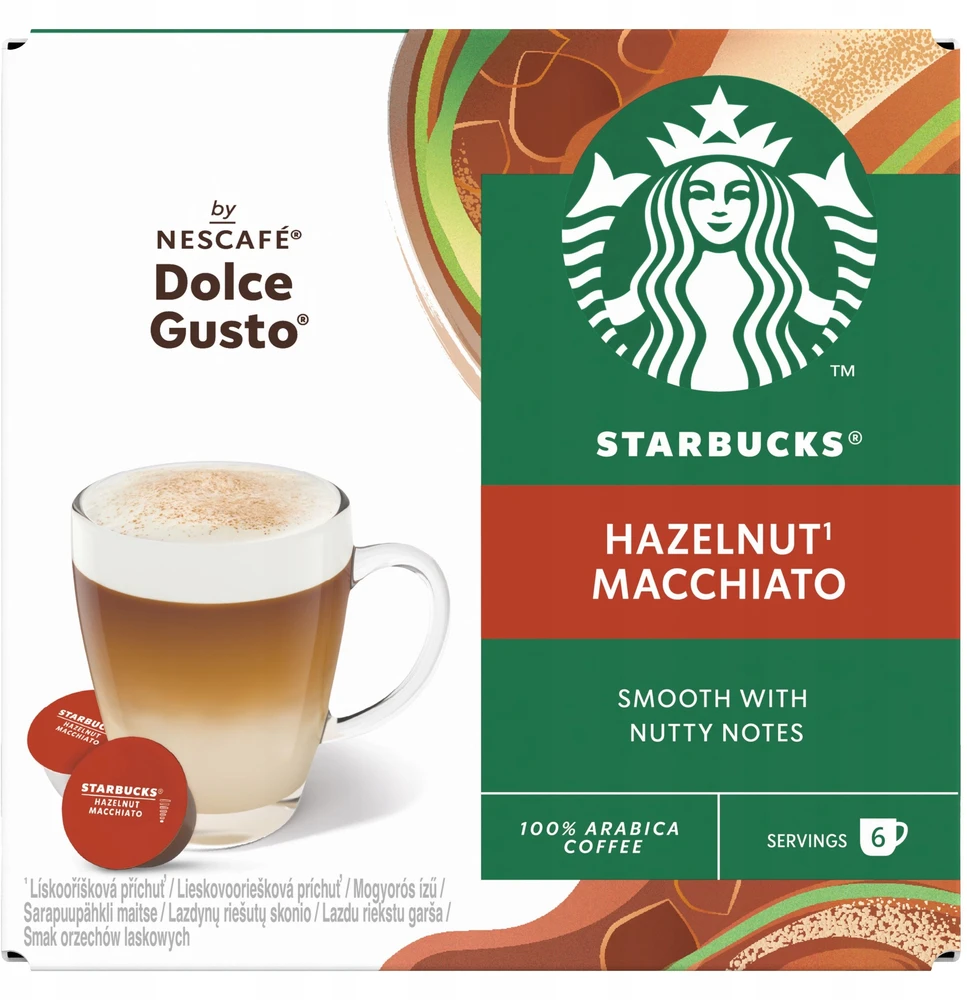 Kavos kapsulės STARBUCKS, Dolce Gusto Hazelnut Macchiato, 12 vnt, 123 g