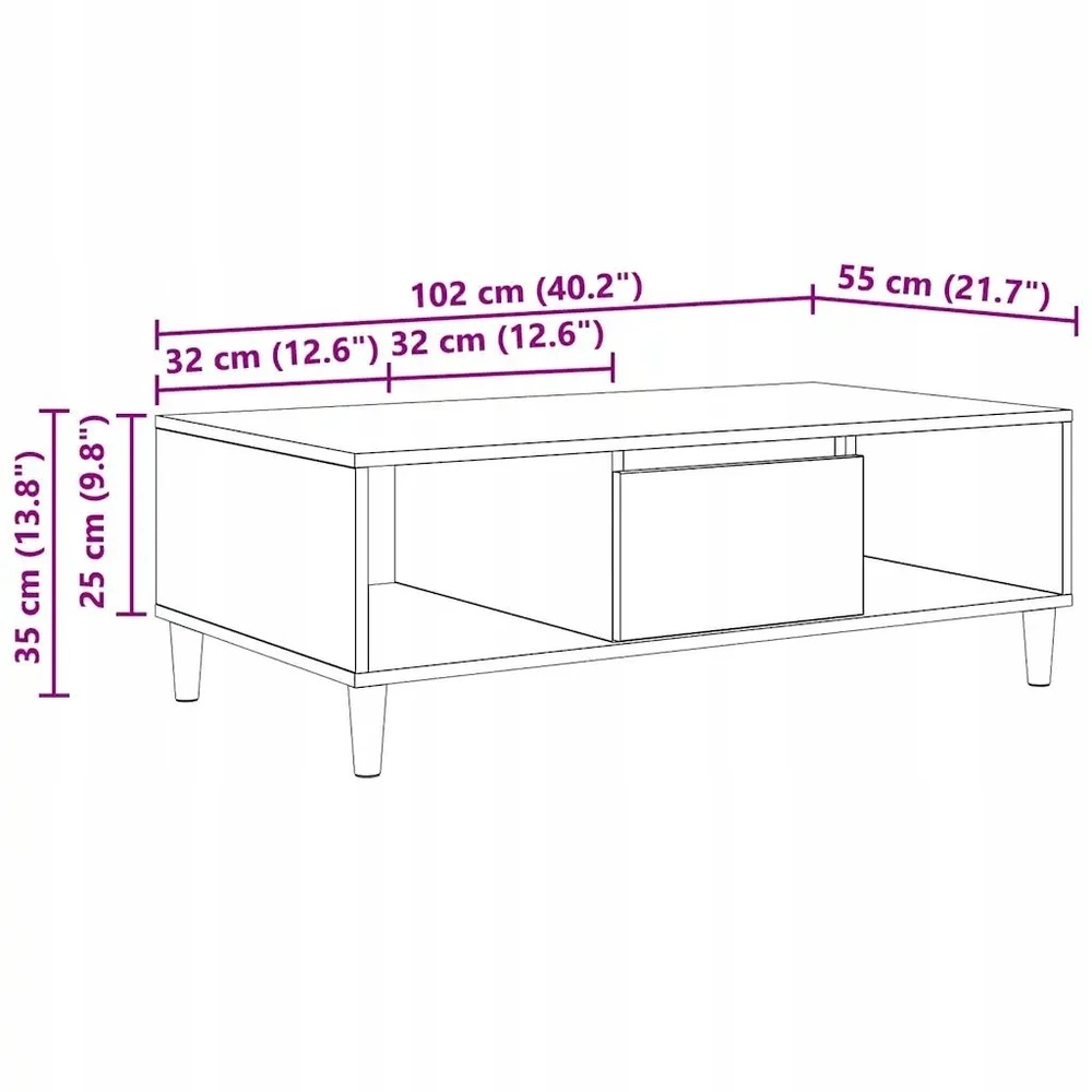 Kavos staliukas Senas medis 102 x 55 x 35 cm Apdirbta mediena