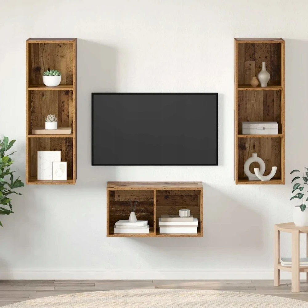 TV staliukas TV spintelių komplektas Senovinis medis Apdirbta mediena