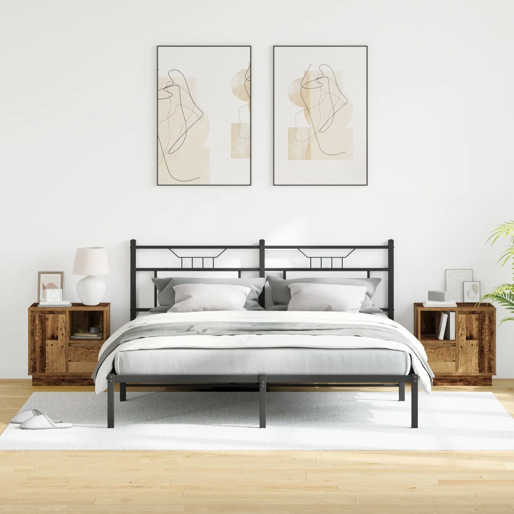 Šalia lovos spintelė 2 vnt. Senas medis 50 x 34,5 x 50 cm