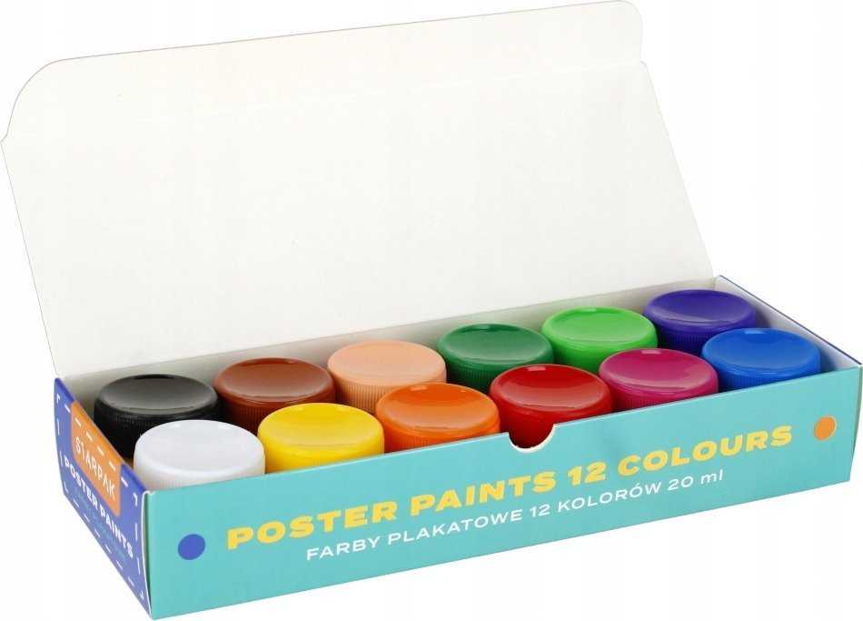 Starpak Plakatų dažai School2, 12 spalvų, 20 ml
