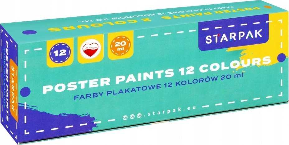 Starpak Plakatų dažai School2, 12 spalvų, 20 ml