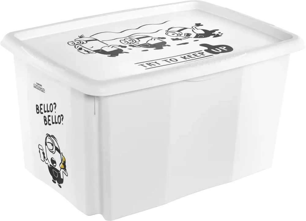 Starpak Laikymo dėžė su dangčiu 45L Karolina „Minions Bello“ 55.5x40x30cm baltas