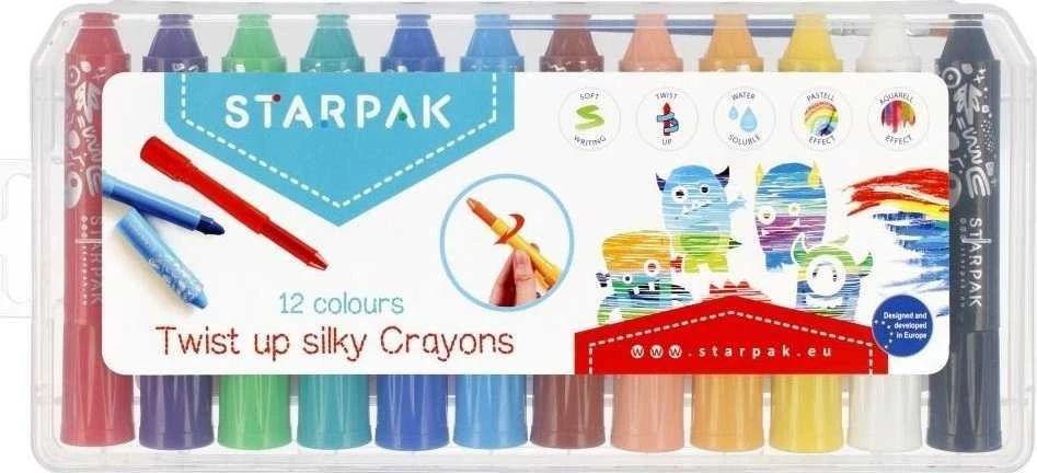 Susuktos aliejinės pastelės 12 spalvų STARPAK 491030