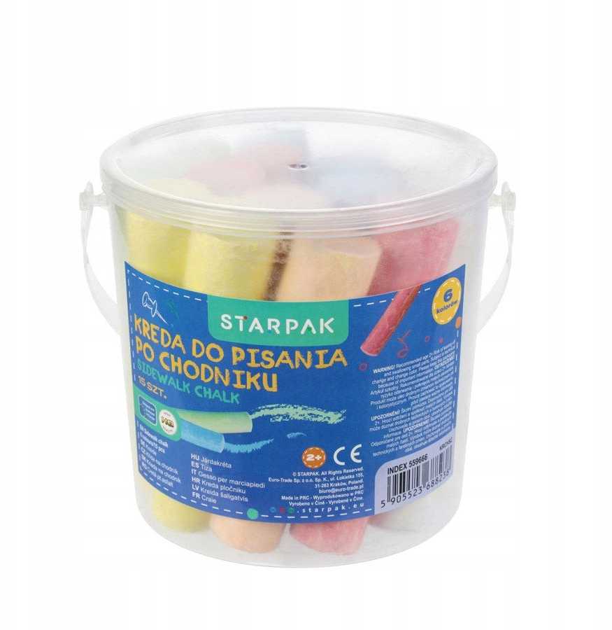 Starpak 6 spalvų šaligatvio kreida tarpak vaikiškame kibire, 15 vnt