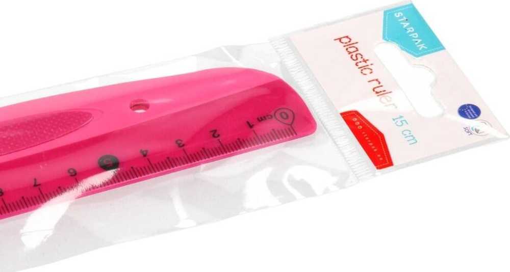 Plastikinė liniuotė 15cm, rožinė, Starpak