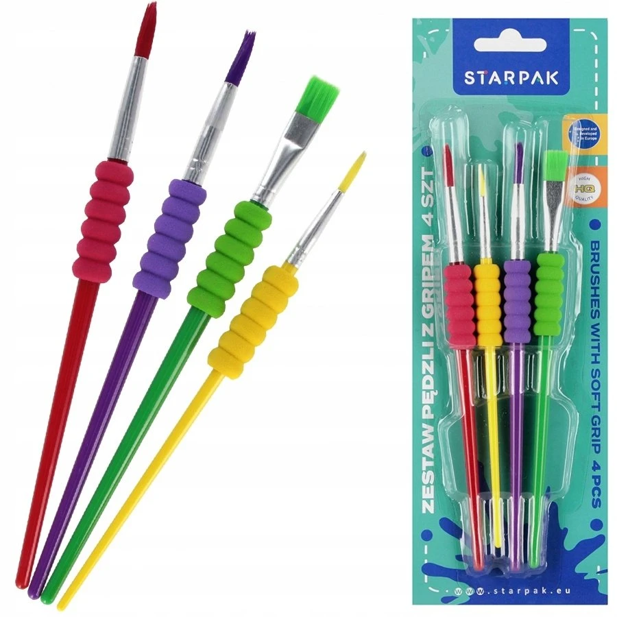 Starplast Mokyklinių šepečių rinkinys su rankena, 4 vnt. STARPAK 563037