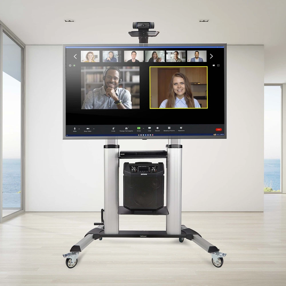 StarTech StarTech 1110C-MOBILE-TV-CART uchwyt do telewizorów 2,54 m (100'') Juodas, Sidabrinė