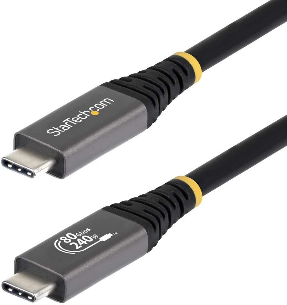Kabelis USB StarTech 1m USB4 USB-C 80Gbps 240W 8K 120Hz DP2.1 Thunderbolt 4 Juodas (CC1M80GUSB4CABLE)