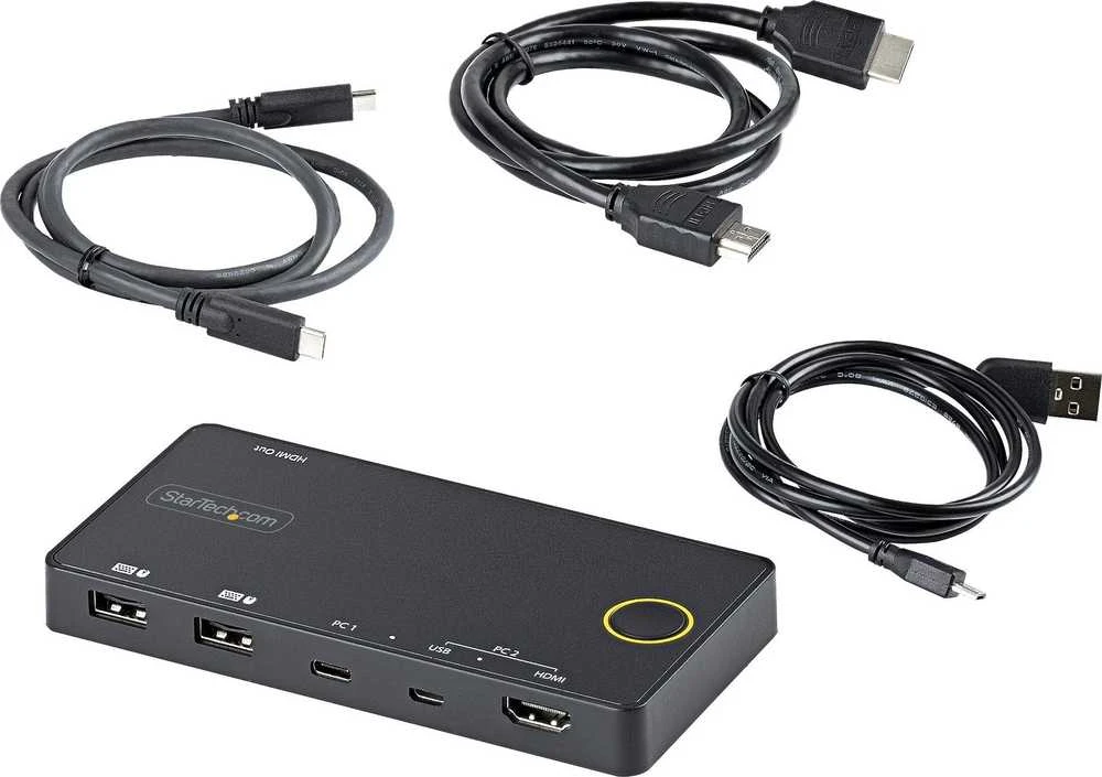 StarTech 2 PRIEDŲ HIBRIDINIS USB-C KVM JUNGIKLIS