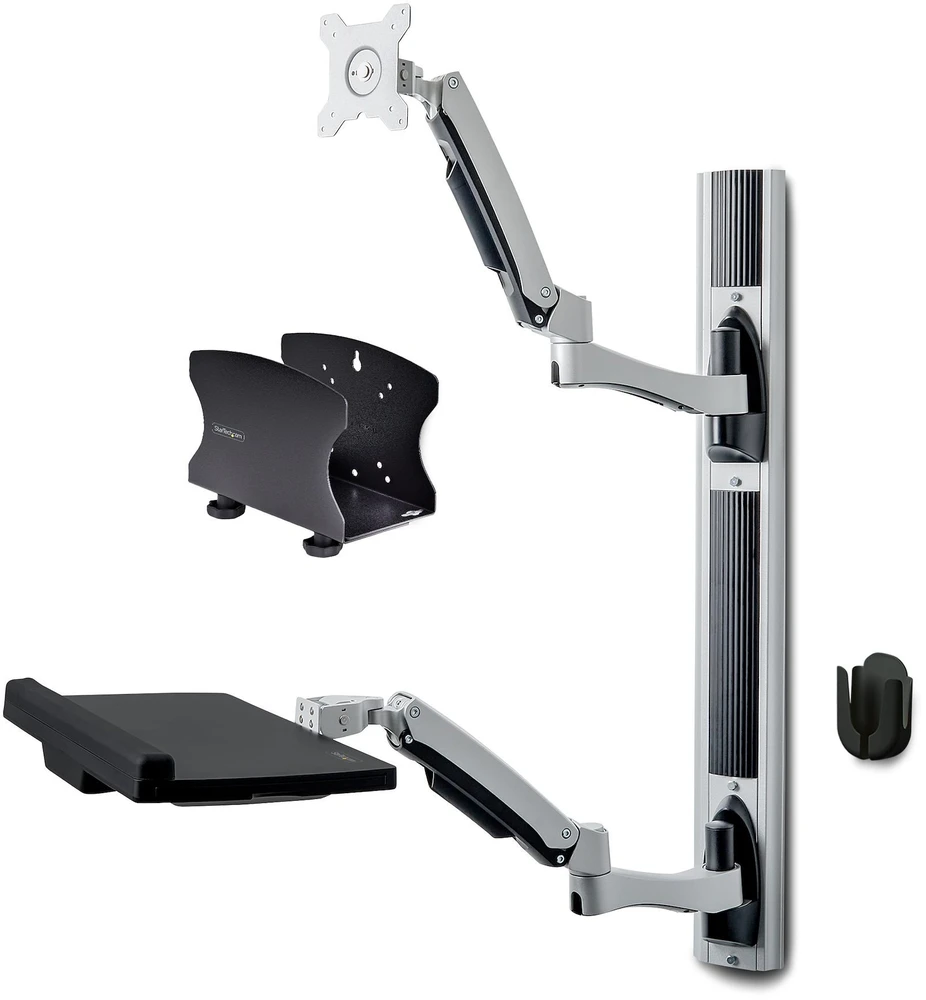 Laikiklis Startechcom Startech Accessories prie sienos tvirtinama darbo stotis su kompiuterio laikikliu