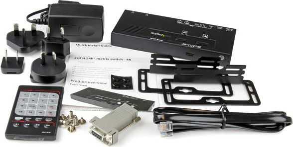 StarTech 2x2 HDMI MATRIX Jungiklis - 4K su Greitu Perjungimu ir Automatinio Aptikimo Funkcija. Automatiškai perjungia tarp dviejų 4K vaizdo šaltinių ant dviejų ekranų, naudojant greito perjungimo technologiją.