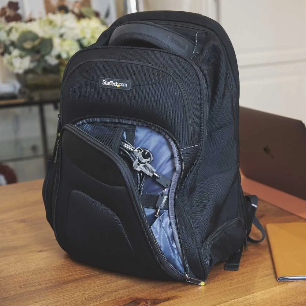 „StarTech 3-in-1“ universalus nešiojamojo kompiuterio užraktas / 6,6 pėdų pagrindinio rakto apsaugos kabelis