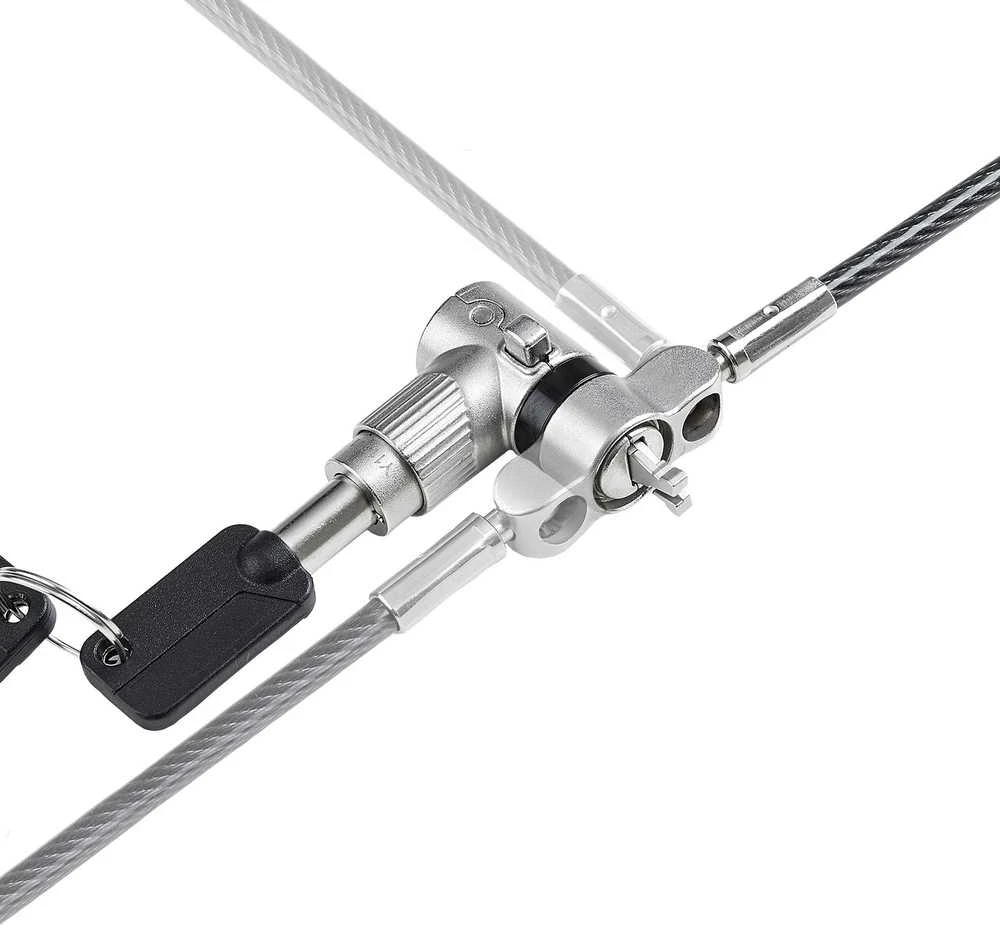 „StarTech 3-in-1“ universalus nešiojamojo kompiuterio užraktas / 6,6 pėdų pagrindinio rakto apsaugos kabelis