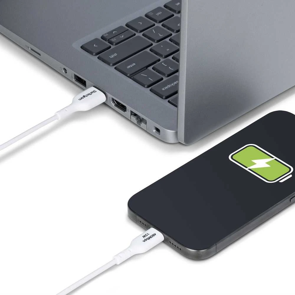 „StarTech“ 3M USB-A į USB-C kabelis, baltas / įkroviklio laidas, USB 2.0 duomenų perdavimas