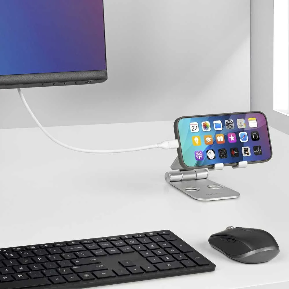 USB C į DisplayPort laidas prijungtas prie telefono