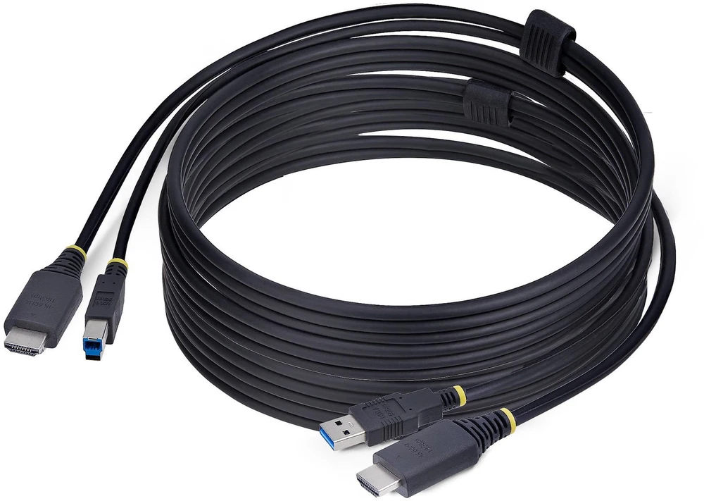 „StarTech.com“ 10 pėdų (3 m) HDMI ir USB 5 Gbps KVM kabelis, 4K 60 Hz, HDMI 2.0 ir USB kombinuotas kabelis KVM komutatoriams, 3,1 m, USB, USB, HDMI, Juodas, HDMI + USB 3.2 Gen 1 Type-A