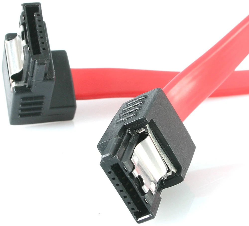 StarTech.com 18 cm fiksuojamoji SATA į stačiojo kampo SATA Serial ATA laidas, 0,457 m, SATA III, SATA 7 kontaktų, SATA 7 kontaktų, vyriškas/vyriškas, raudona