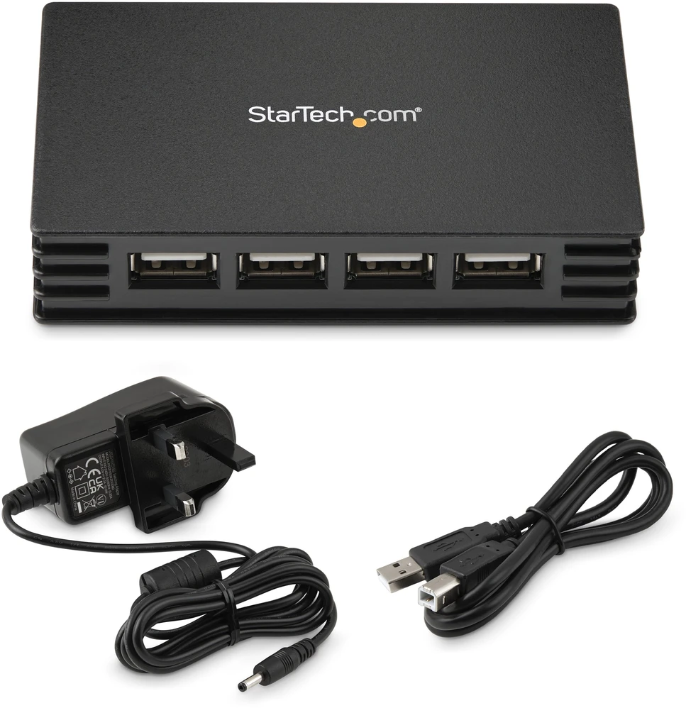 StarTech .Com 4 Port USB 2.0 Hub - Hub - 4 jungtys - Hi-Speed USB - Hub - 4 x USB 2.0 - Desktop (ST4202USBGB)