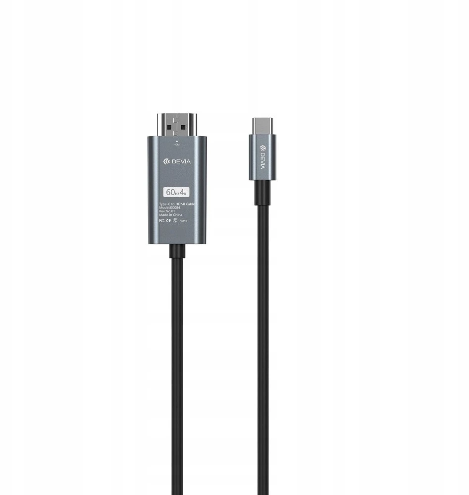 Devia kabelis Storm EC084 USB-C - HDMI 4K 60 Hz 2,0 m juodas