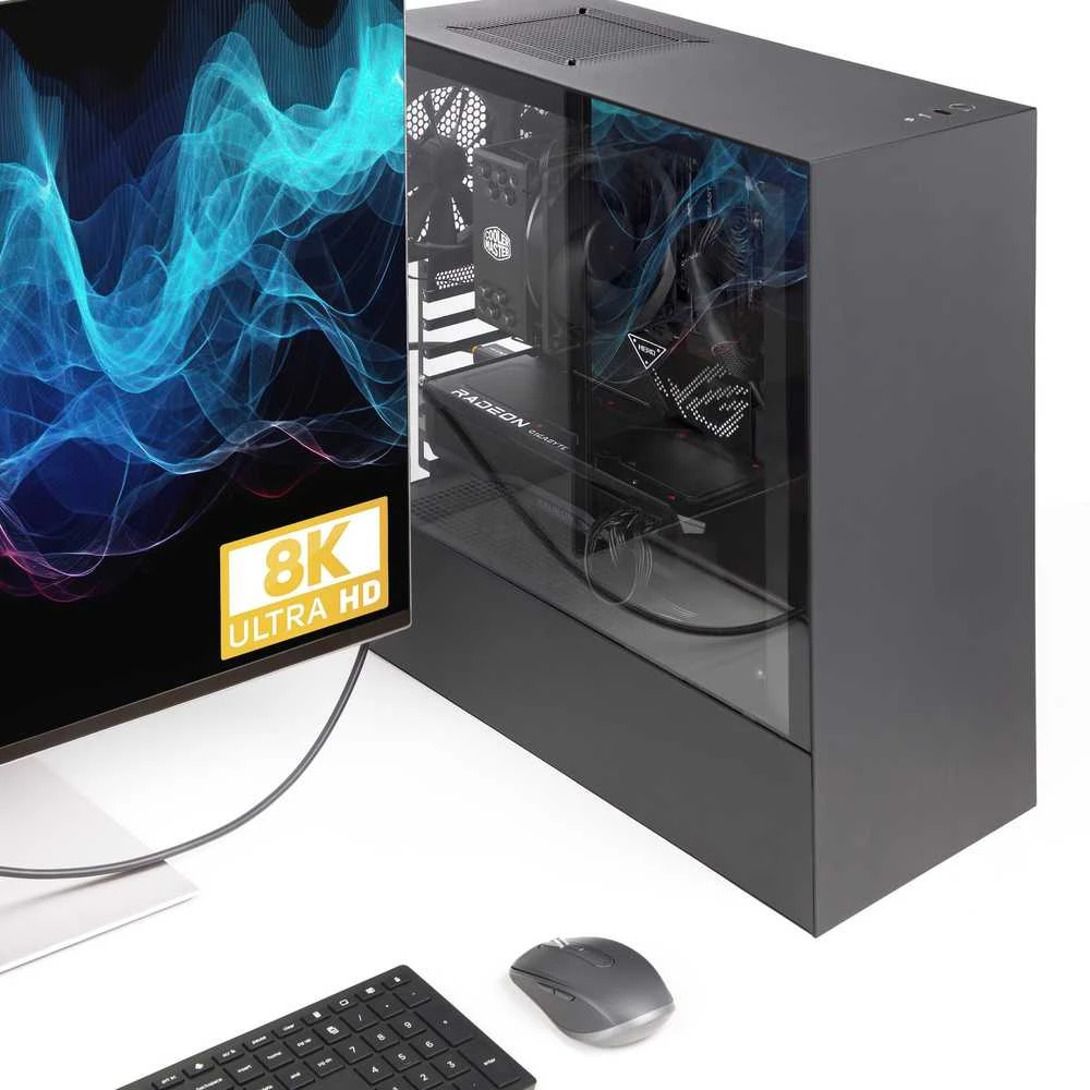 8K monitorius prijungtas prie kompiuterio DP laidu