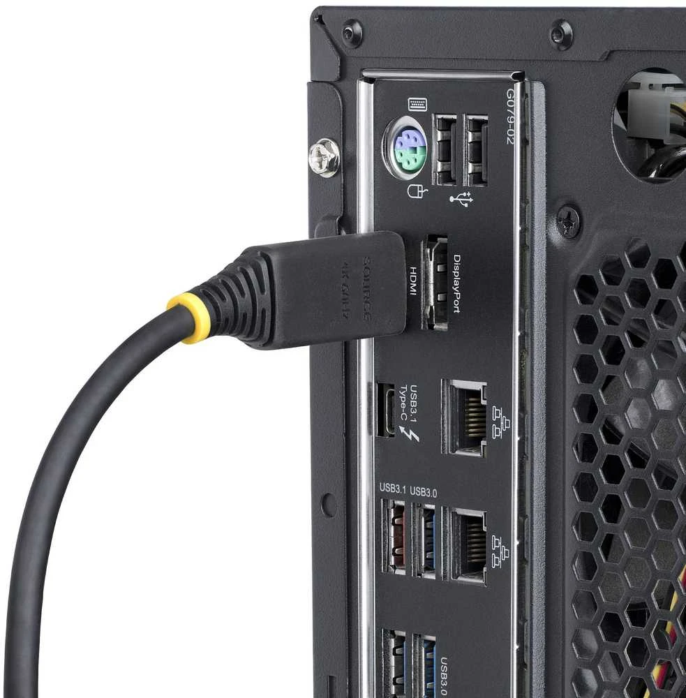 HDMI laidas prijungtas prie kompiuterio jungties