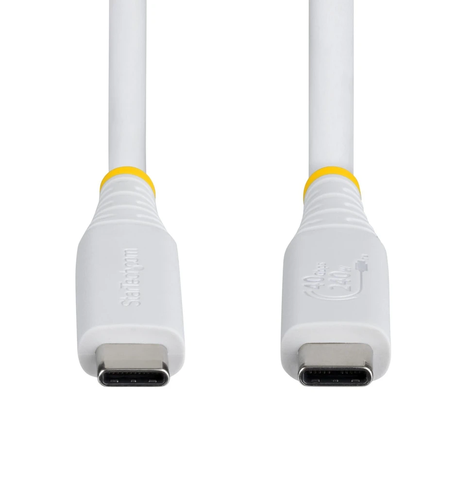 StarTech - Kabelis USB - USB-C (M) do USB-C (M) - USB4 / Thunderbolt / DisplayPort 2.1 - 5 A - 50 cm - pasywny, do 40 Gbps szybkość transmisji danych, USB Power Delivery (240W), 8K60Hz obsługa, 4K240Hz obsługa, obsługa dla Power Deliver (CC50CM40GUSB4TPW)