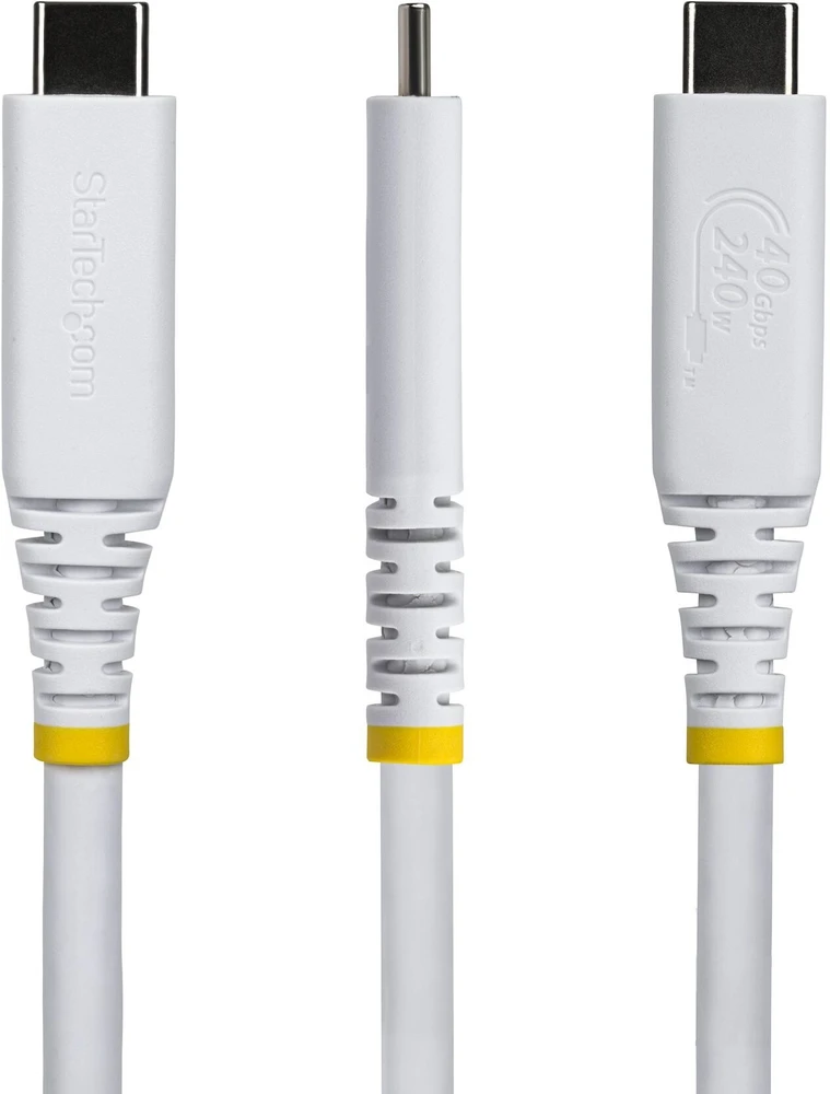 StarTech - Kabelis USB - USB-C (M) do USB-C (M) - USB4 / Thunderbolt / DisplayPort 2.1 - 5 A - 50 cm - pasywny, do 40 Gbps szybkość transmisji danych, USB Power Delivery (240W), 8K60Hz obsługa, 4K240Hz obsługa, obsługa dla Power Deliver (CC50CM40GUSB4TPW)