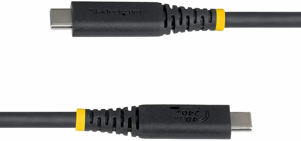 StarTech Kabelis USB - USB-C (M) do USB-C (M) - USB4 / Thunderbolt / DisplayPort 2.1 - 5 A - 1 m - pasywny, do 40 Gbps prędkość transmisji danych, USB Power Delivery (240W), 8K60Hz obsługa, 4K240Hz obsługa, obsługa dla Power Delivery (CC1M40GUSB4TP)