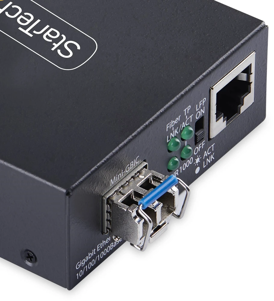 Šakotuvas Šviesolaidinis konverteris StarTech MCM1110SMLC40 tinklo konverteris 2000 Mbit/s 1310 nm Vienmodis Juodas