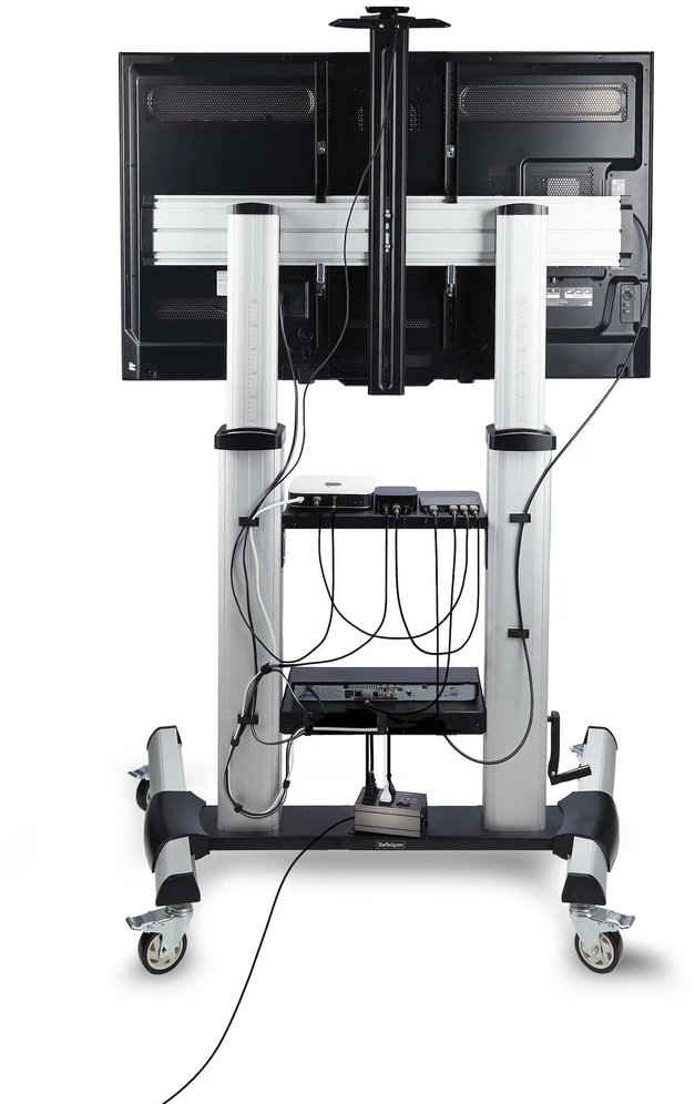 StarTech StarTech 1110C-MOBILE-TV-CART televizoriaus laikiklis 2,54 m (100'') Juoda, Sidabrinė
