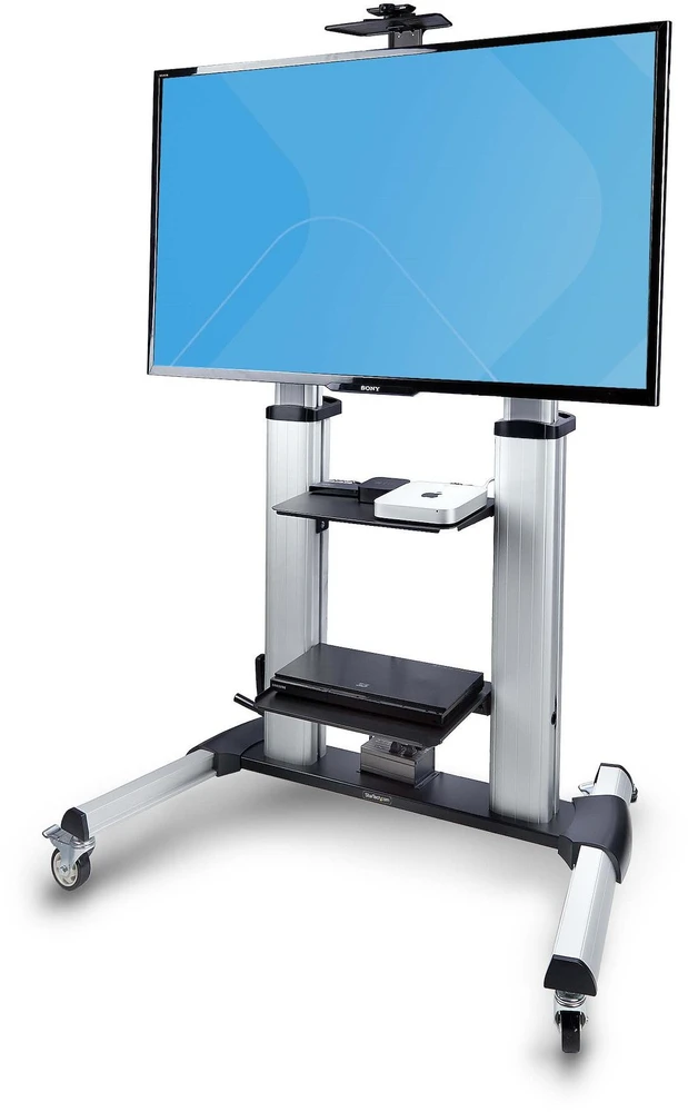 StarTech StarTech 1110C-MOBILE-TV-CART televizoriaus laikiklis 2,54 m (100'') Juoda, Sidabrinė
