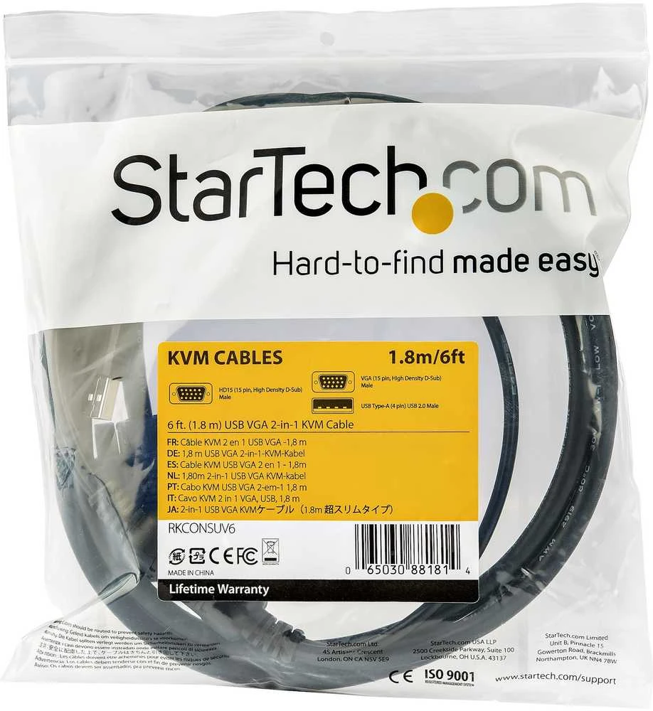 StarTech 6 FT. (1.8 M) USB KVM CABLE/RACKMOUNT Žaidimų konsolė CABLE