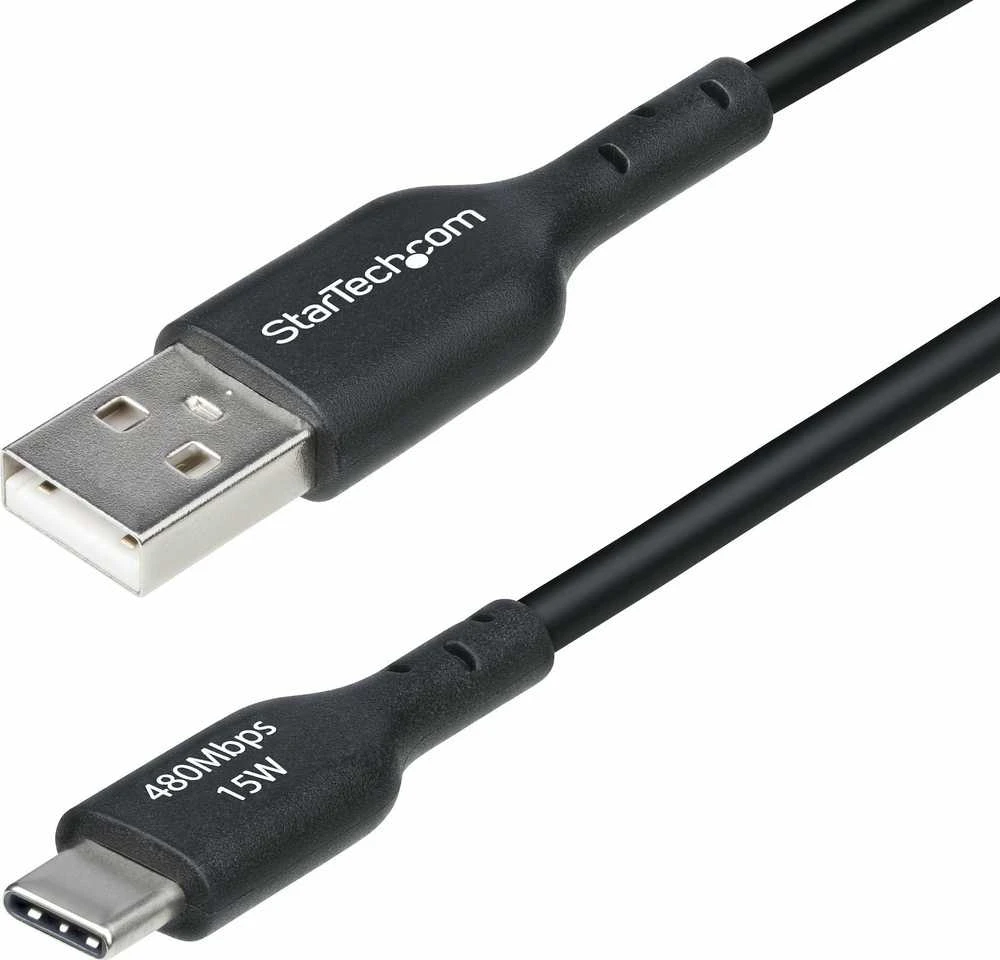 „StarTech“ 1 m USB-A į USB-C kabelė, juoda/laidas, USB 2.0 duomenų perdavimas