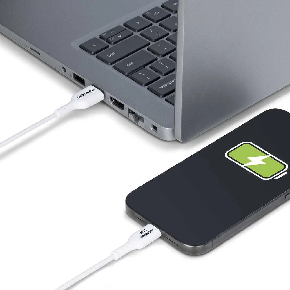 „StarTech“ USB-A į USB-C kabelis, 1 m, Baltas/Įkroviklio laidas, USB 2.0 duomenų perdavimas