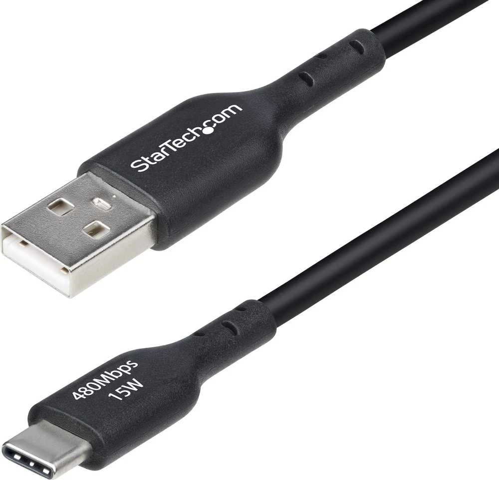 „StarTech“ 2M USB-A į USB-C kabelis Juodas/Laidas USB 2.0 duomenų perdavimas