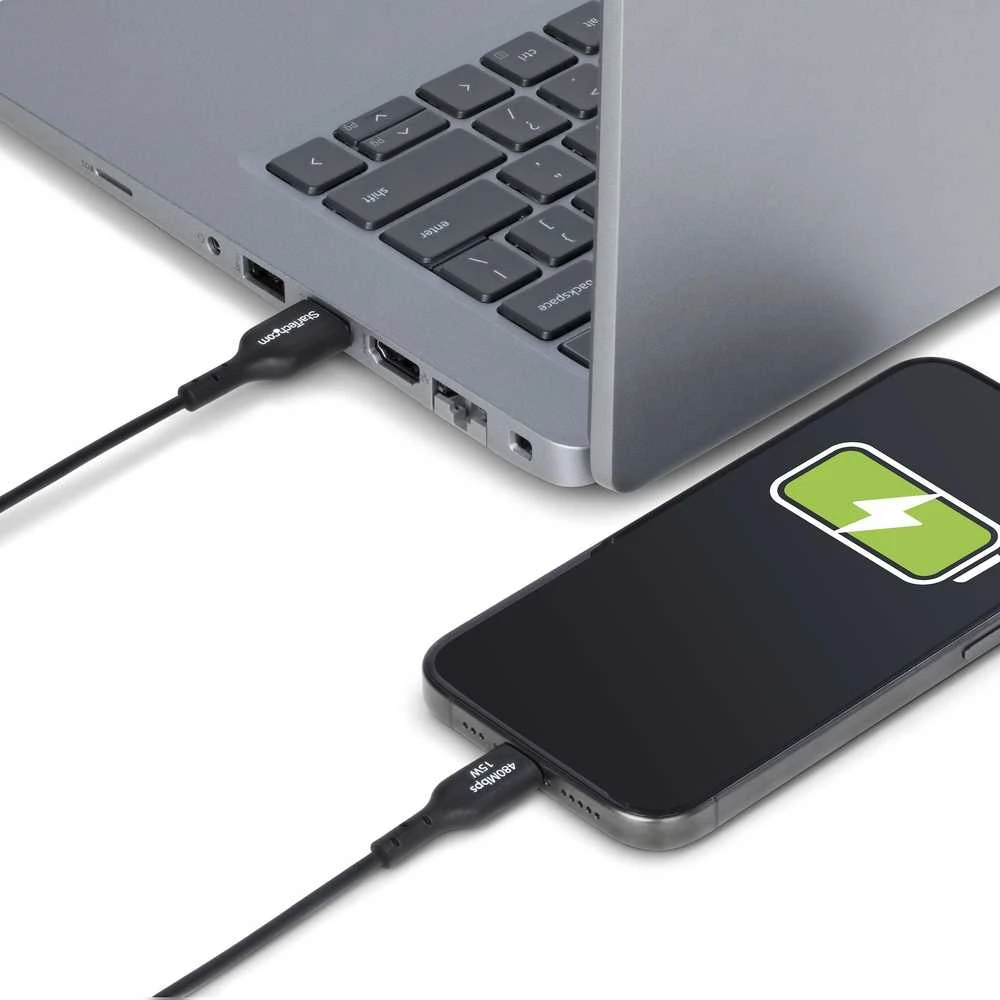 „StarTech“ 2M USB-A į USB-C kabelis Juodas/Laidas USB 2.0 duomenų perdavimas