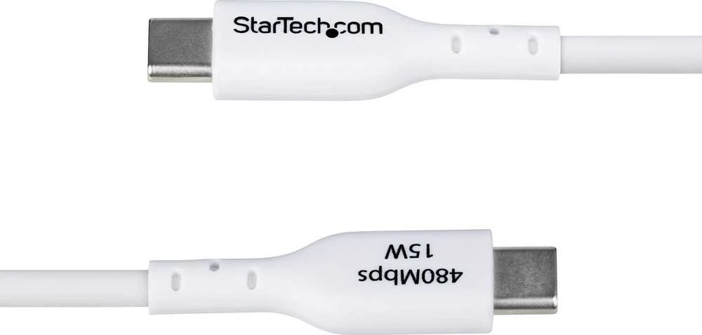 „StarTech“ USB-A į USB-C kabelis, 2 m, Baltas/Įkroviklio laidas, USB 2.0, duomenų perdavimas