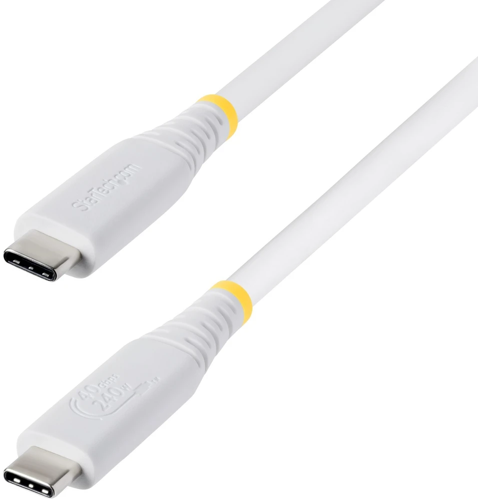 StarTech - Kabelis USB - USB-C (M) į USB-C (M) - USB4 / Thunderbolt / DisplayPort 2.1 - 5 A - 50 cm - pasyvus, iki 40 Gbps duomenų perdavimo greitis, USB Power Delivery (240 W), 8K60Hz palaikymas, 4K240Hz palaikymas, palaikymas Power Deliver (CC50CM40GUSB4TPW)