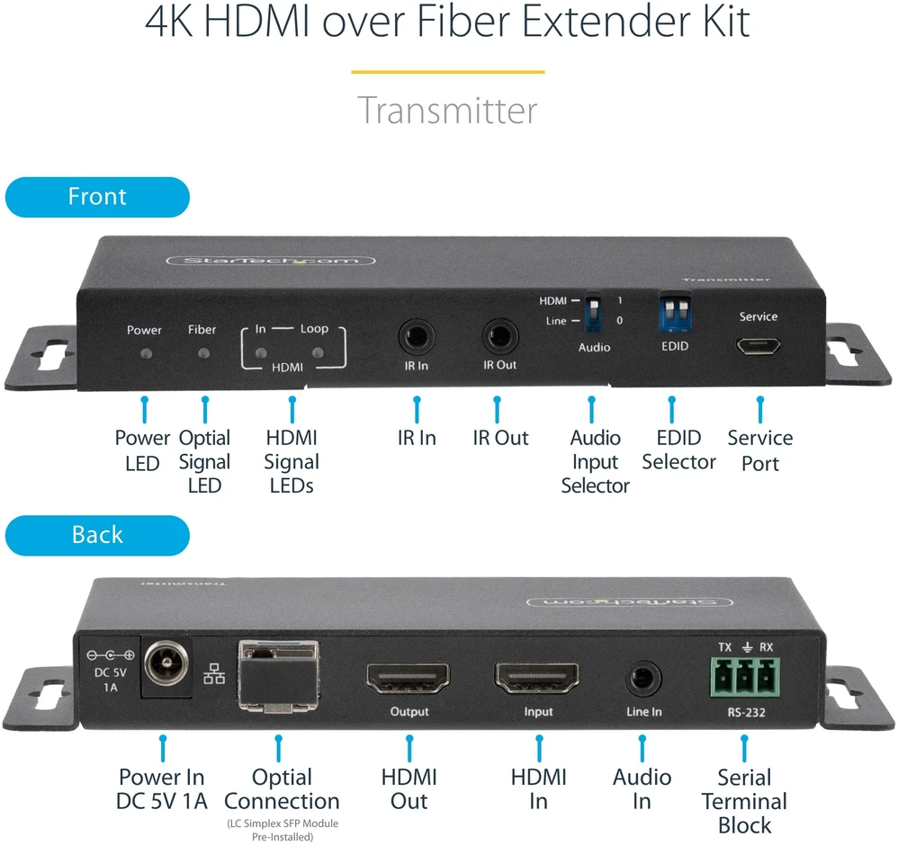 StarTech 4K 60HZ HDMI FIBER EXTENDER/.