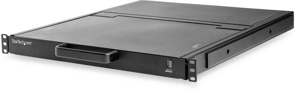 Konsolė KVM StarTech StarTech.com Rack KVM Konsole HD 1080p - US Tastatur(QWERTY), Ein Port VGA KVM mit 17" LCD Monitorius - 1HE LCD KVM Konsolenschublade mit Kabeln - USB Unterstutzung - 50.000 MTBF (RKCONS17HD) - KVM-Konsole mit KVM-Switch - 1 Anschlusse -