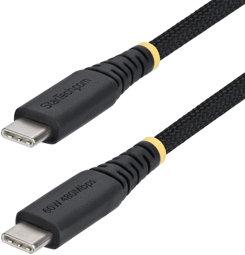 Kabelis USB StarTech USB-C do USB-C 1m USB 2.0 Power Delivery 60 W Wytrzymały Juodas (USB2CC1MNCBR)