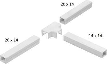 STASIŃSKI SP. Z O.O. Priedai elektros instaliacijos juostoms, redukcinis trišakis Baltas LOR 20x14x20 (1 vnt.)