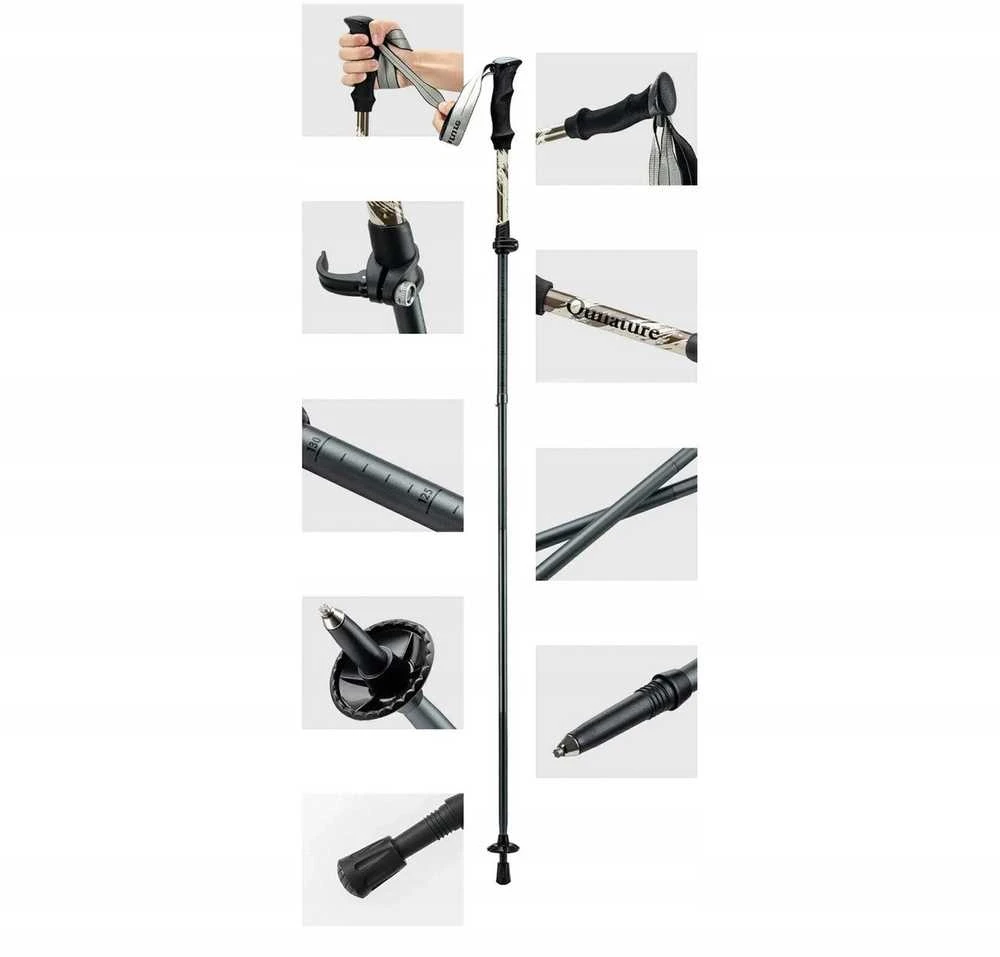 Qunature Nordic Walking Trekking Pole Aluminum 110 – 130 cm 1 pc. – rudos spalvos