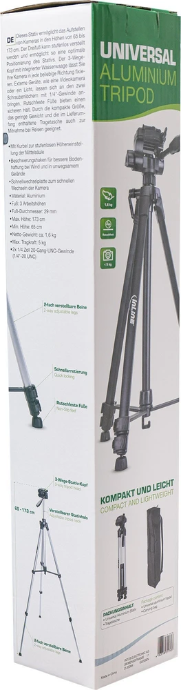 Statyw InLine® Professional lengvas trikojis juodas maks. ūgis 1,73